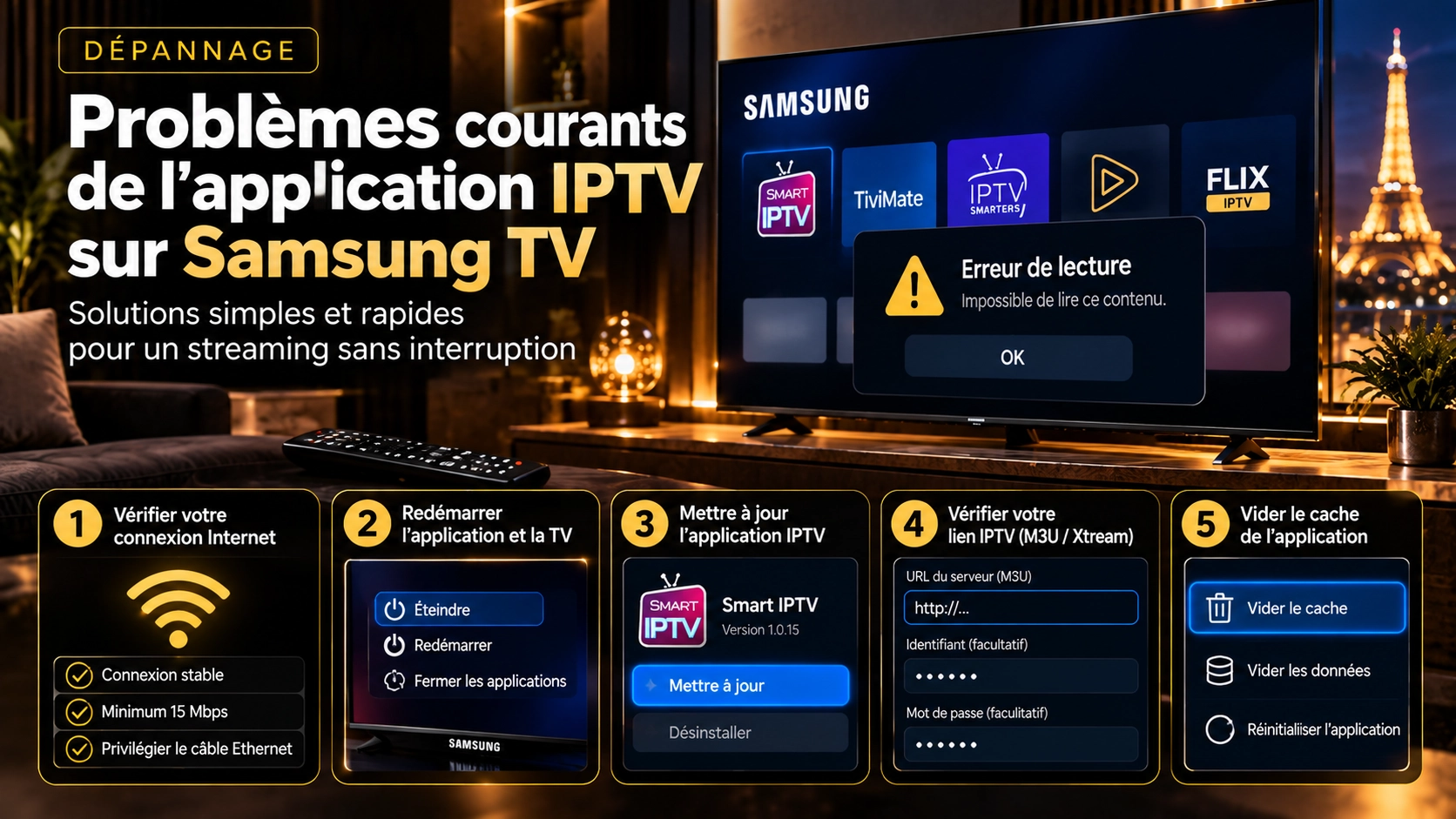 Dépannage d’une application IPTV sur Samsung TV